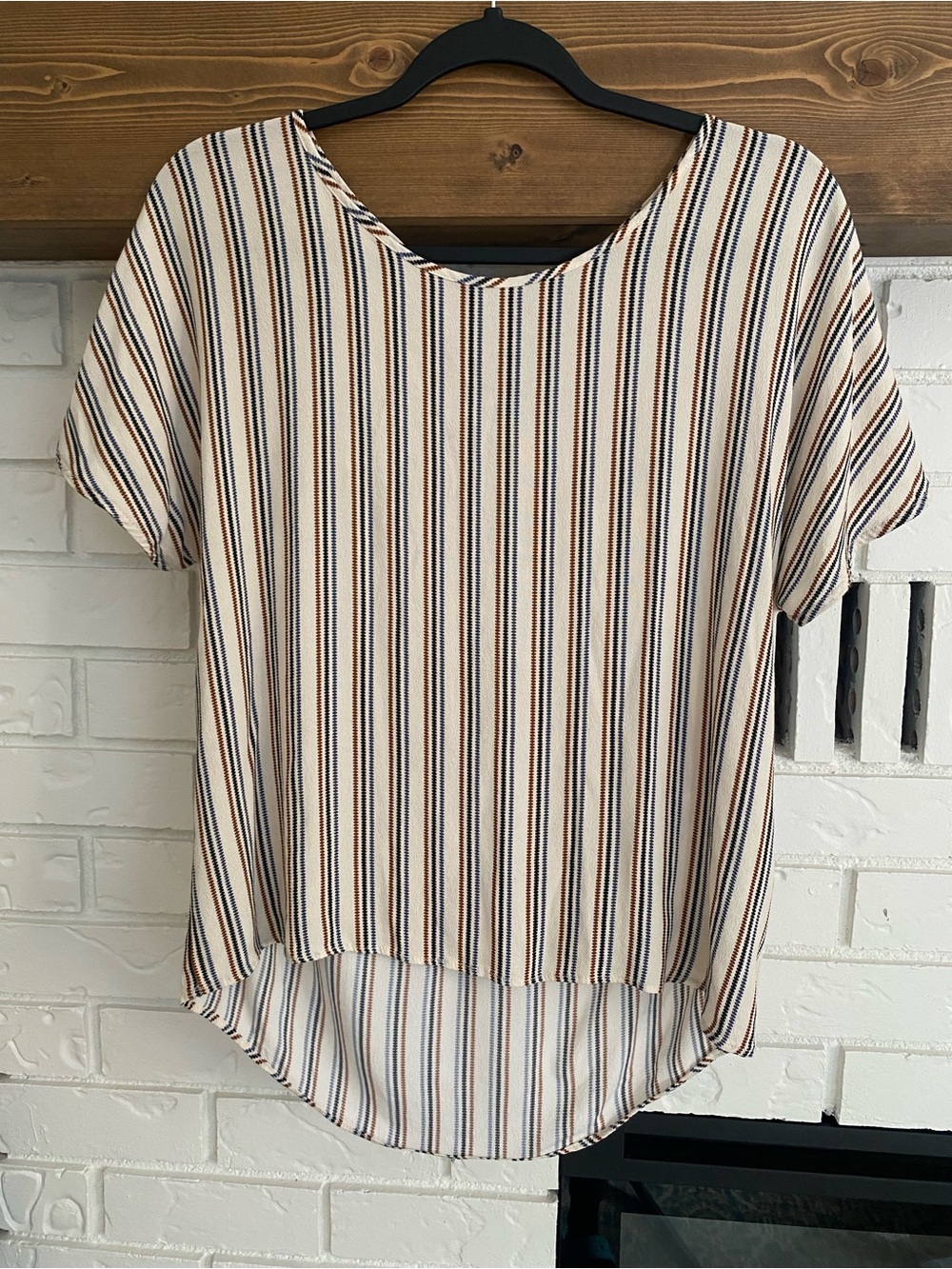 La Fée Maraboutée Made in Italy Striped Ring Back Blouse Boho Chic Size 10